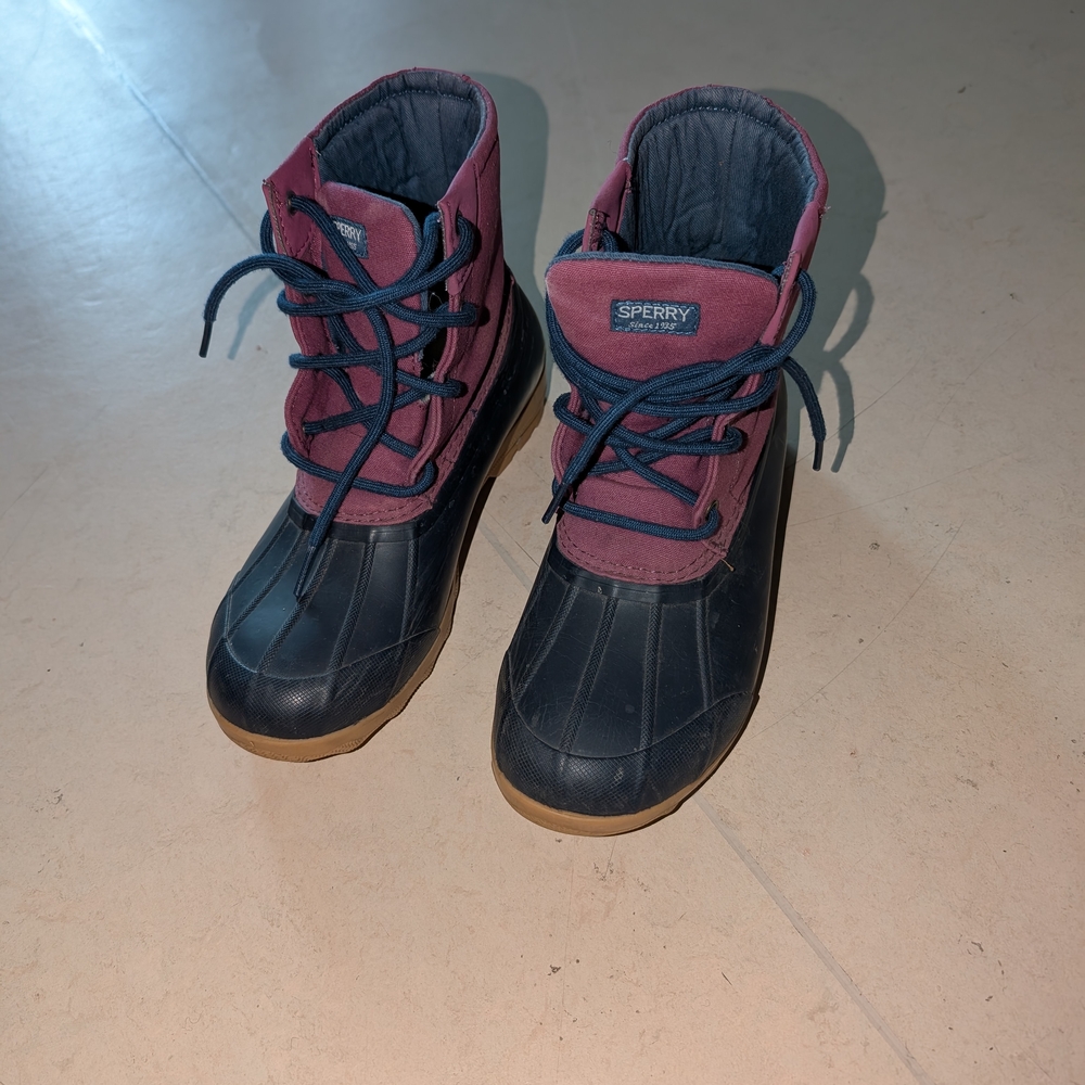 Sperry Duck Boots Size 37 Eur / 5 Kids Waterproof Ankle Rain Shoes
